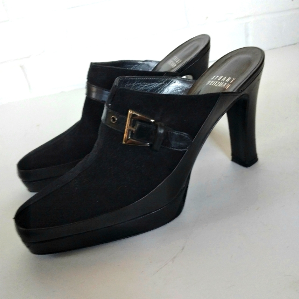 Stuart Weitzman mules black suede sz 8